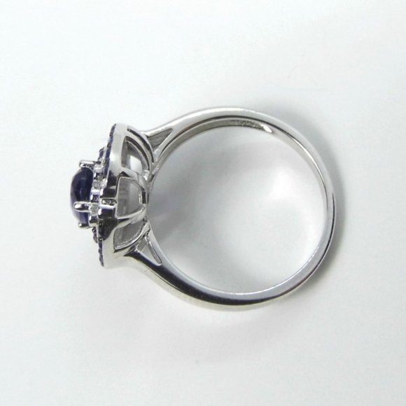 Sterling Silver 1.65 ctw Sapphire Double Halo Ring 6 - Picture 5 of 7